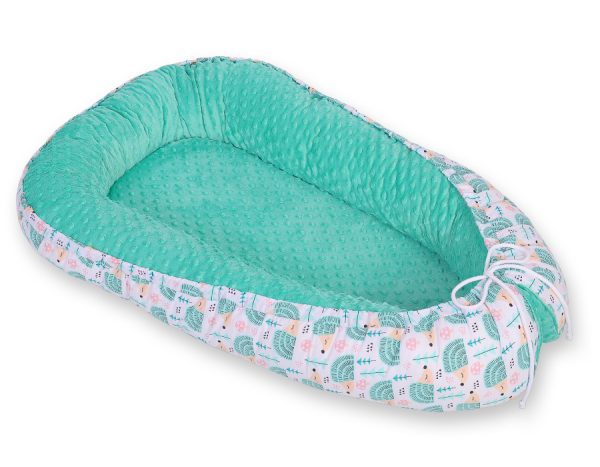 Baby nest double-sided Premium Cocoon for infants BOBONO minky- hedgehogs mint - Image 5