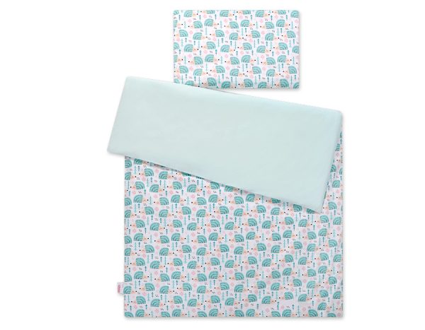 Baby cotton bedding set 2-pcs 135x100 cm- hedgehogs mint - Image 2