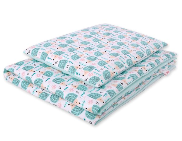 Baby cotton bedding set 2-pcs 135x100 cm- hedgehogs mint - Image 3