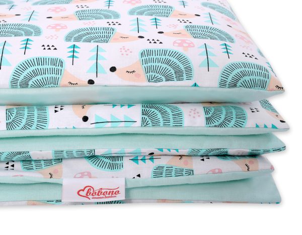 Baby cotton bedding set 2-pcs 135x100 cm- hedgehogs mint - Image 4