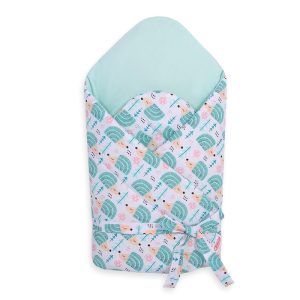 Baby nest 2in1 with stiffening with bow - hedgehogs mint