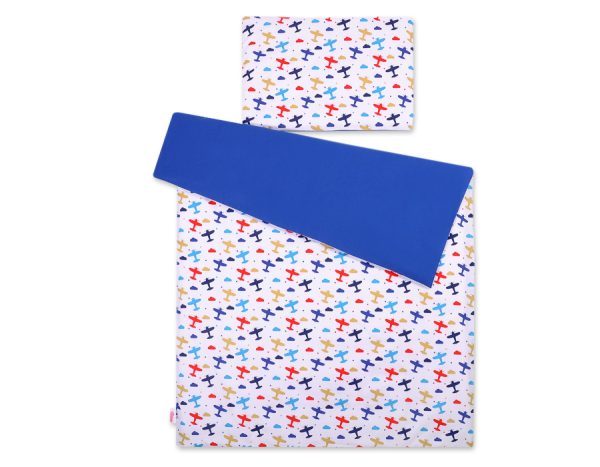 Baby cotton bedding set 2-pcs 135x100 cm- planes navy blue - Image 2