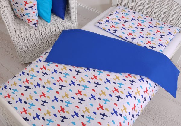 Baby cotton bedding set 2-pcs 135x100 cm- planes navy blue - Image 3