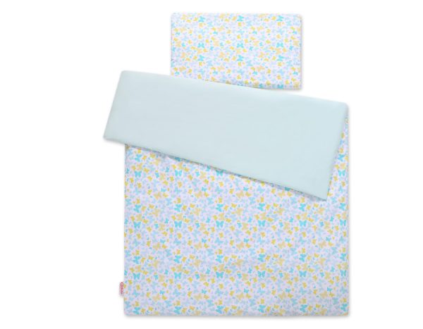 Baby cotton bedding set 2-pcs 135x100 cm- blue butterflies - Image 3