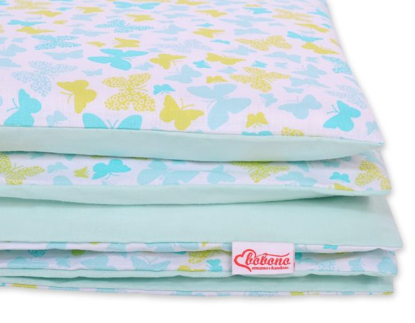 Baby cotton bedding set 2-pcs 135x100 cm- blue butterflies - Image 2