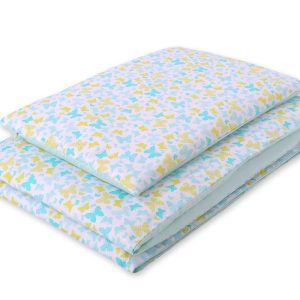 Baby cotton bedding set 2-pcs 135x100 cm- blue butterflies