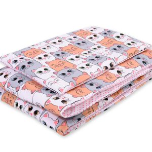 Bedding set 2pcs 100x135 cm- gray-pink cats