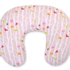 Breastfeeding Pillow Nursing Croissant Pillow, removable, Hands-Free Feeding- beige trees