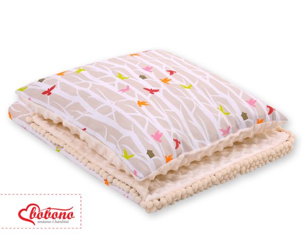 Set: Double-sided blanket minky + pillow- beige trees - Image 4