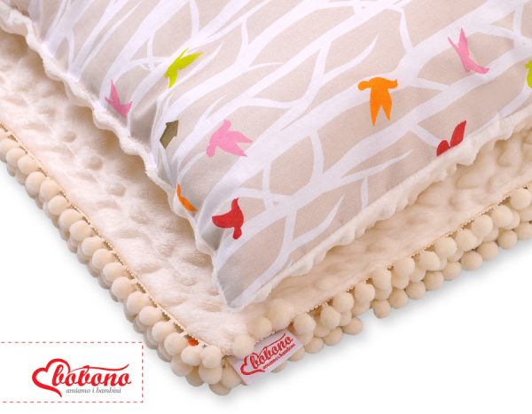 Set: Double-sided blanket minky + pillow- beige trees - Image 2