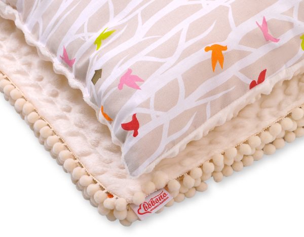 Set: Double-sided blanket minky + pillow- beige trees - Image 3