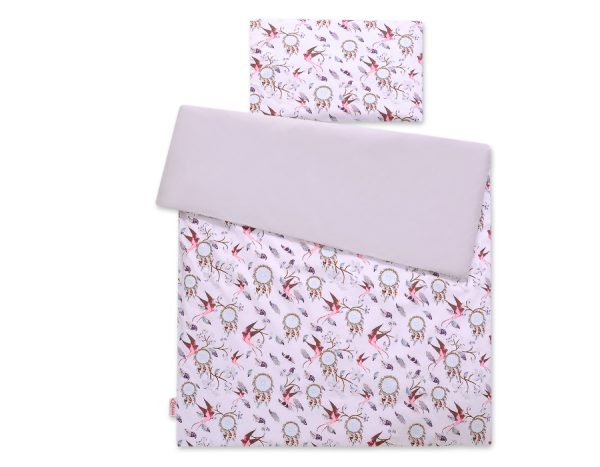Baby cotton bedding set 2-pcs 120x90 cm- swallows pink - Image 4
