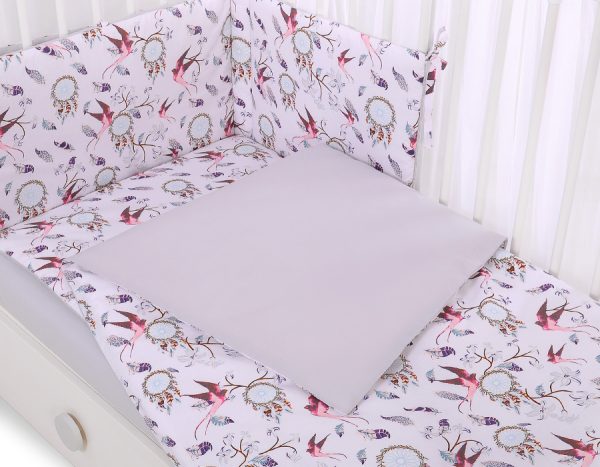 Baby cotton bedding set 2-pcs 120x90 cm- swallows pink - Image 3
