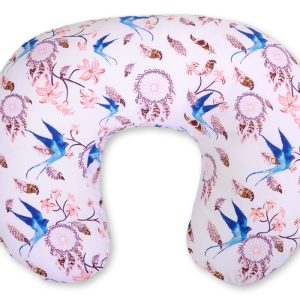 Breastfeeding Pillow Nursing Croissant Pillow, removable, Hands-Free Feeding- swallows blue