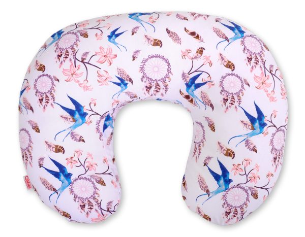 Breastfeeding Pillow Nursing Croissant Pillow, removable, Hands-Free Feeding- swallows blue