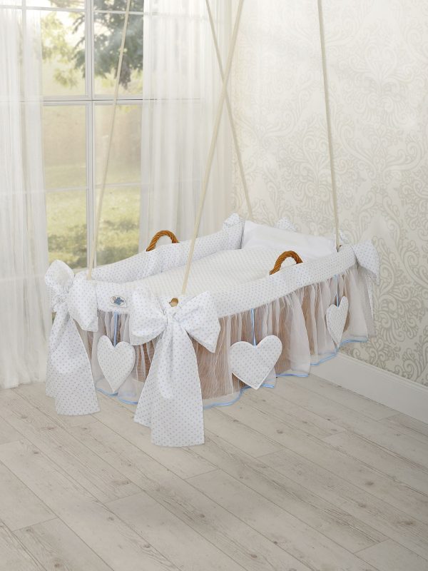 Moses Basket Hanging crib - Blue dots - Image 2