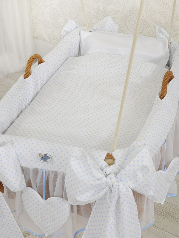 Moses Basket Hanging crib - Blue dots - Image 3