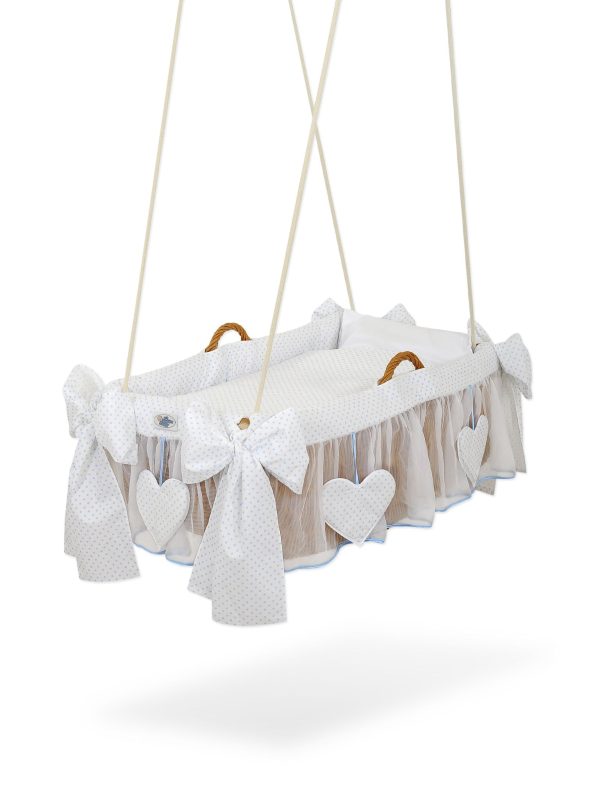 Moses Basket Hanging crib - Blue dots