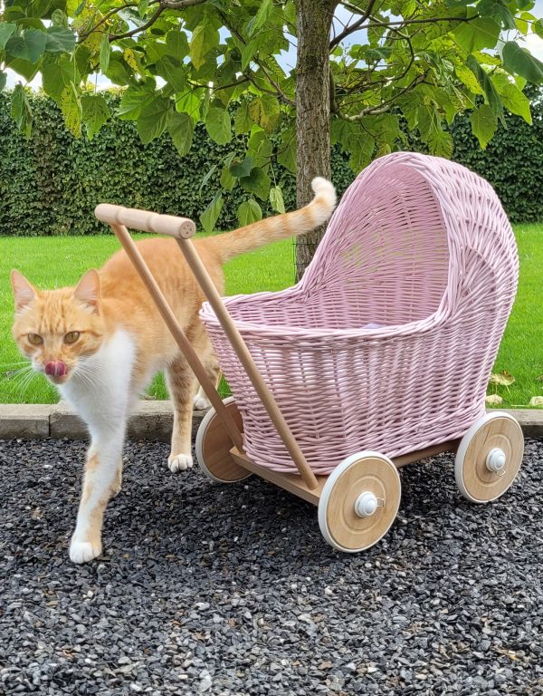 Wicker doll pushchair - pink - Image 4