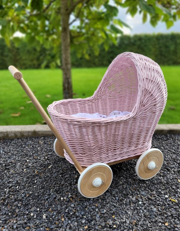 Wicker doll pushchair - pink - Image 5