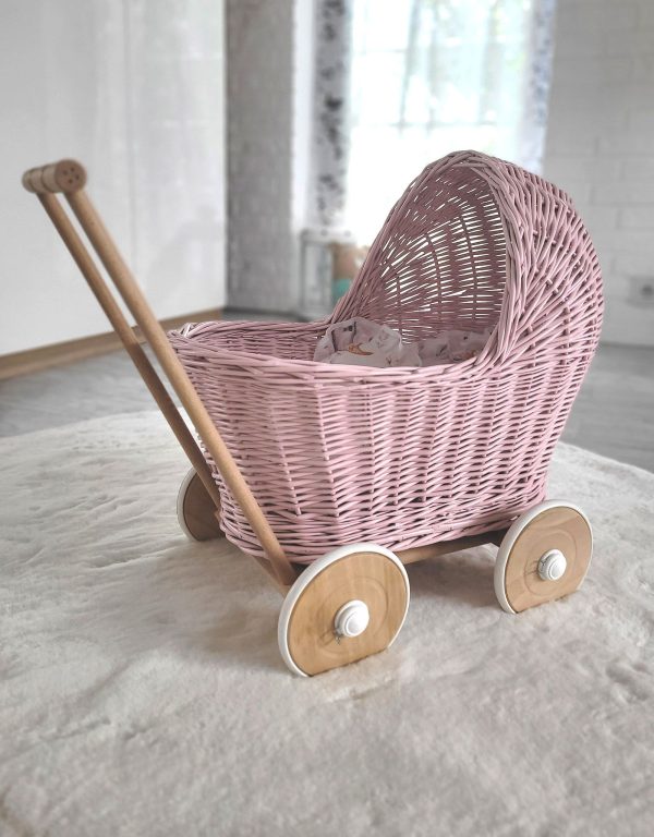 Wicker doll pushchair - pink - Image 6