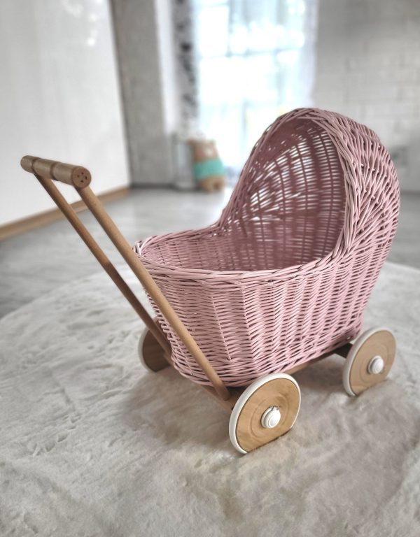 Wicker doll pushchair - pink - Image 7