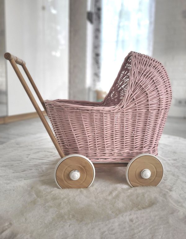 Wicker doll pushchair - pink - Image 8