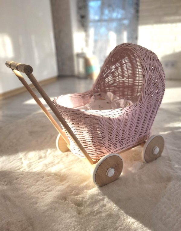 Wicker doll pushchair - pink - Image 9