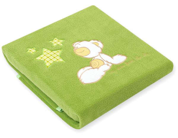Polar fleece blanket for babies - Carlo- Teddy Bear with Stars green - Image 2