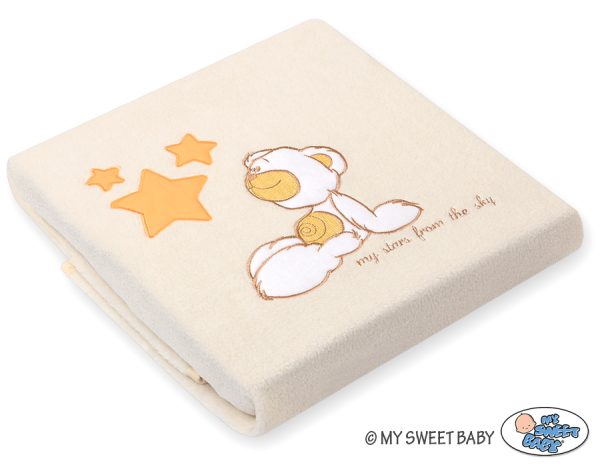 Polar fleece blanket for babies - Carlo- Teddy Bear with Stars orange - Image 2