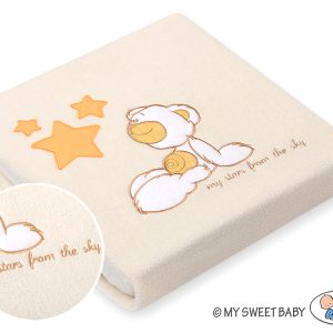 Polar fleece blanket for babies - Carlo- Teddy Bear with Stars orange