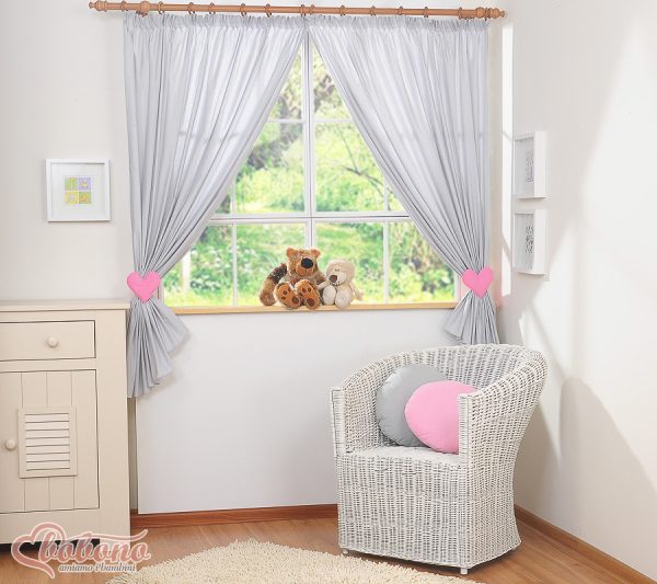 Children's room curtains with hearts grey and pink - Image 4
