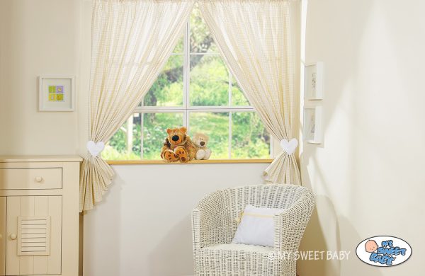 Curtains for baby room- Milo- Teddy Bear with heart white - Image 4