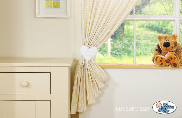 Curtains for baby room- Milo- Teddy Bear with heart white - Image 3