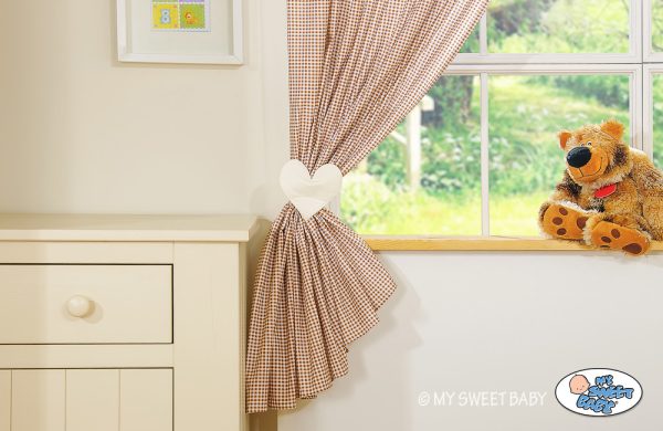 Curtains for baby room- Milo- Teddy Bear with heart brown - Image 3