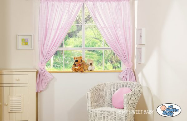 Curtains for baby room- Milo- Teddy Bear with heart pink - Image 4