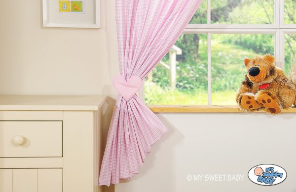 Curtains for baby room- Milo- Teddy Bear with heart pink - Image 3