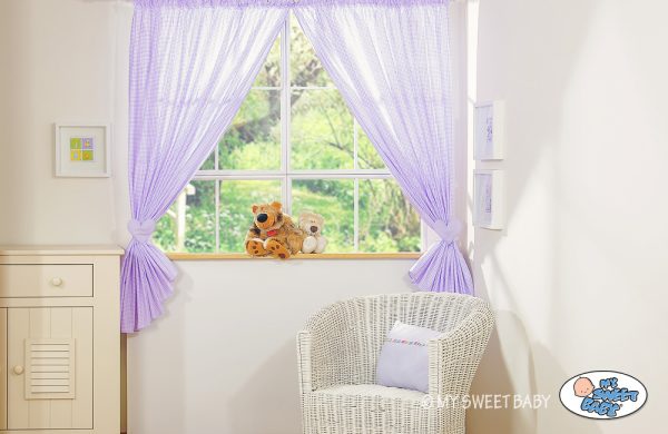 Curtains for baby room- Milo- Teddy Bear with heart lilac - Image 4