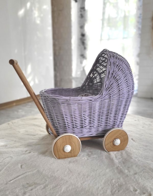 Wicker doll pushchair - purple - Image 4