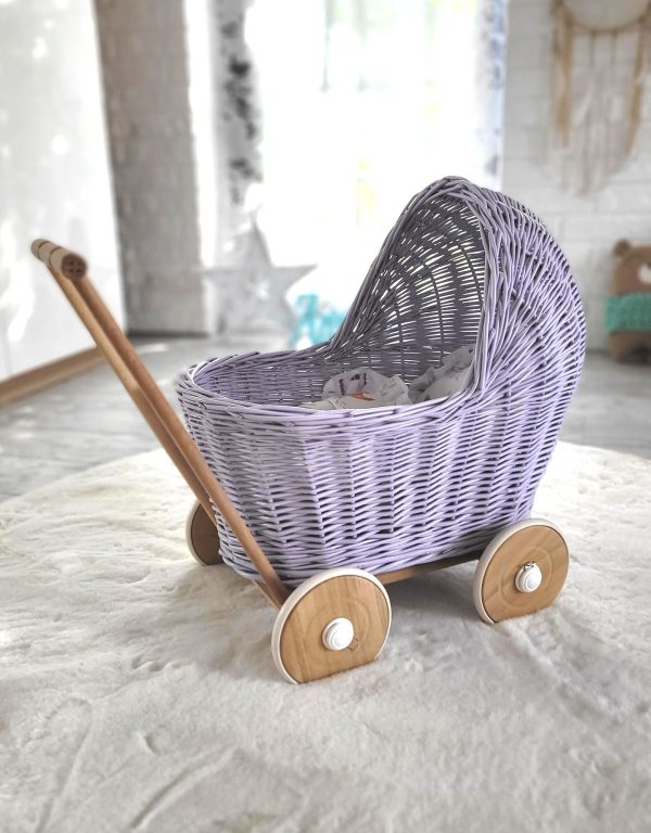 Wicker doll pushchair - purple - Image 5