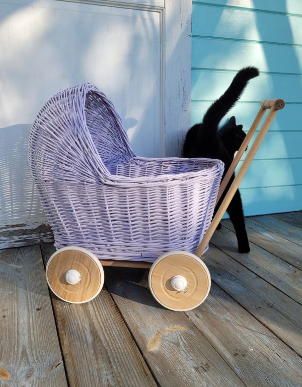 Wicker doll pushchair - purple - Image 6