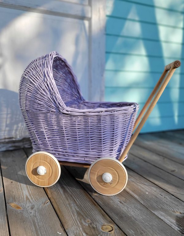 Wicker doll pushchair - purple - Image 7