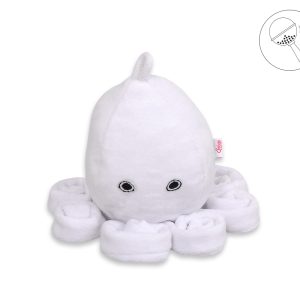 Cuddly octopus with rattle - white - smooth minky