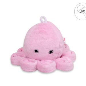 Cuddly octopus with rattle - pink - smooth minky