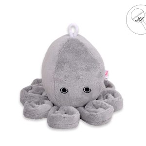 Cuddly octopus with rattle - gray - smooth minky