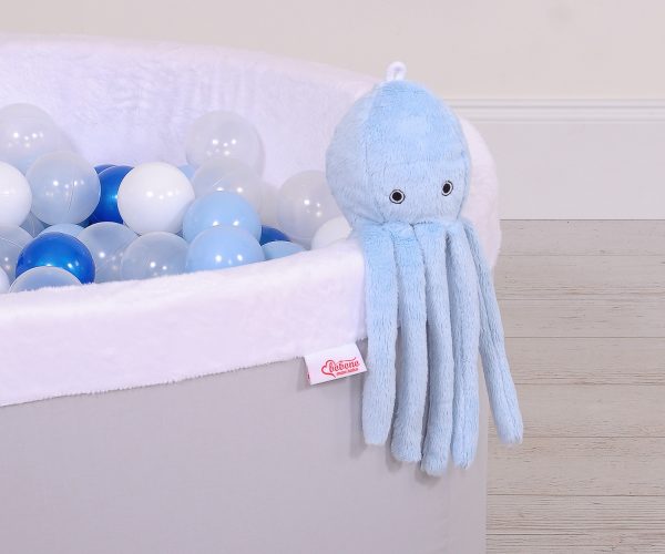 Cuddly octopus with rattle - blue - smooth minky - Image 6