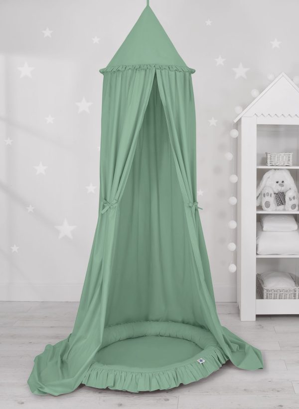Set: Hanging canopy + Nest with flounce- pastel green - Image 2