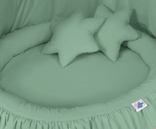Set: Hanging canopy + Nest with flounce + pillows - pastel green - Image 4