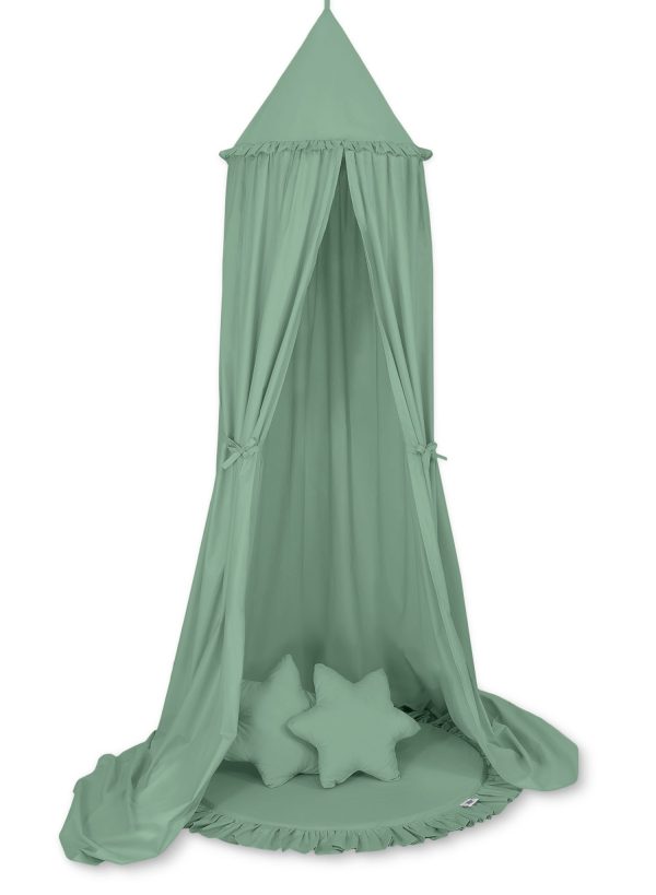 Set: Hanging canopy + Floor play mat + pillows - pastel green