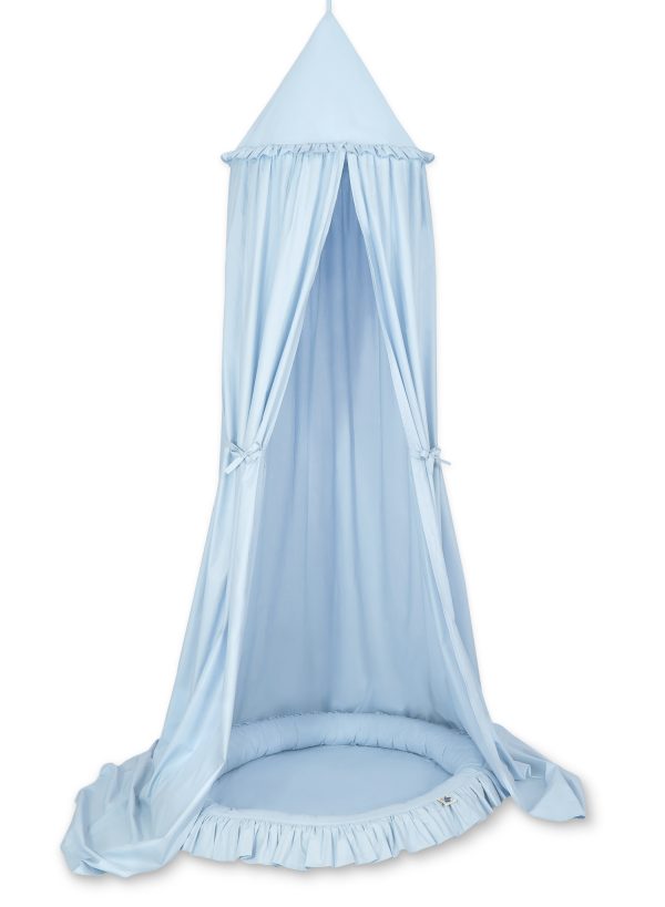Set: Hanging canopy + Nest with flounce- blue